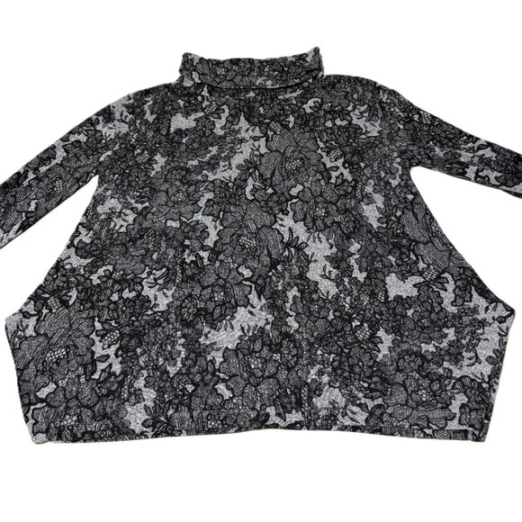 Simply Vera Vera Wang Gray Black Floral Lace Print Top L Cowl Neck Stretch Soft - Picture 4 of 14